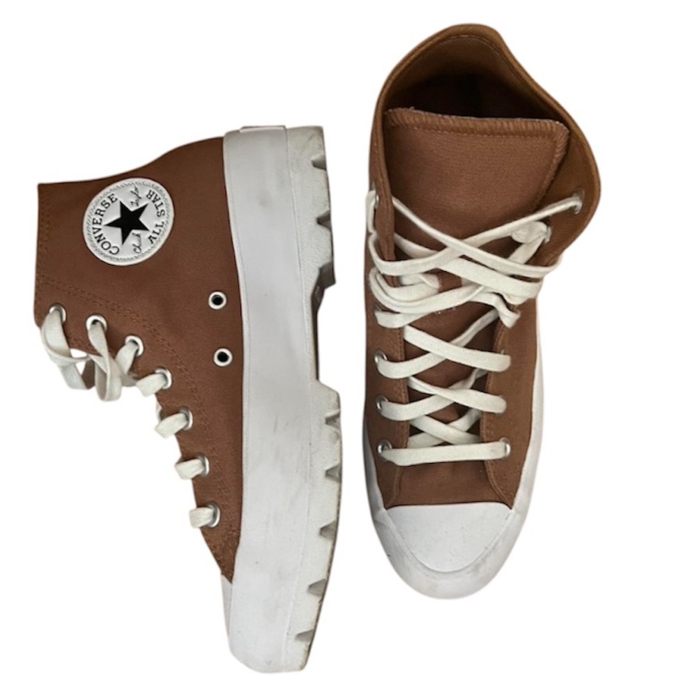 Converse brown high tops platform chunky sneakers chuck Taylor - Picture 1 of 3